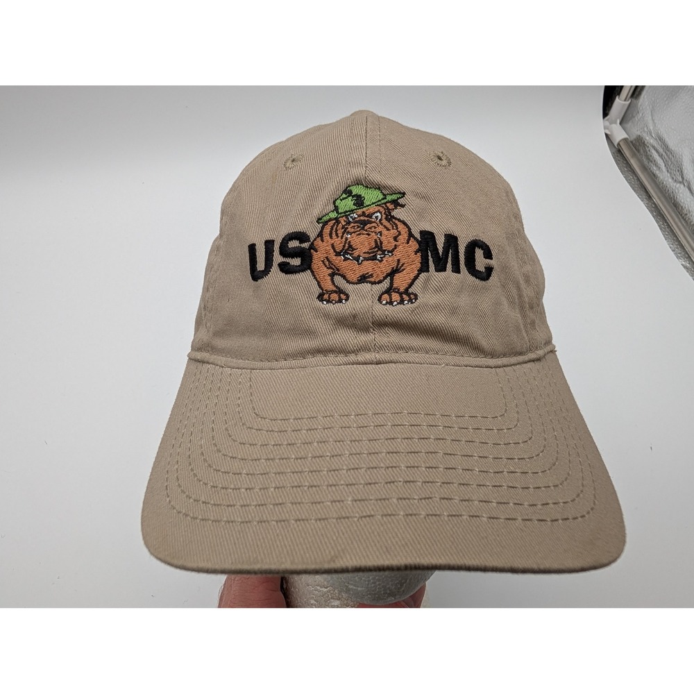 The Game USMC Bulldog Youth Khaki Cotton Adjustable Baseball Hat Cap
